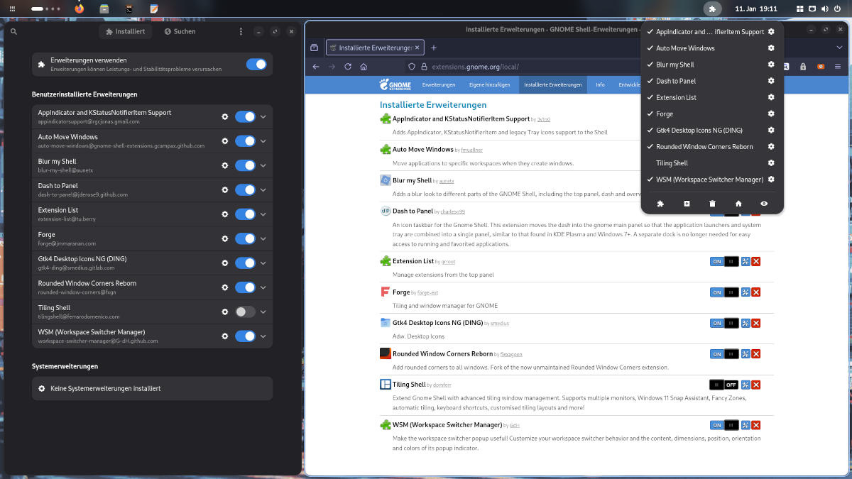 Gnome Extensions 2025 - ein Versuch zur effektiven Nutzung