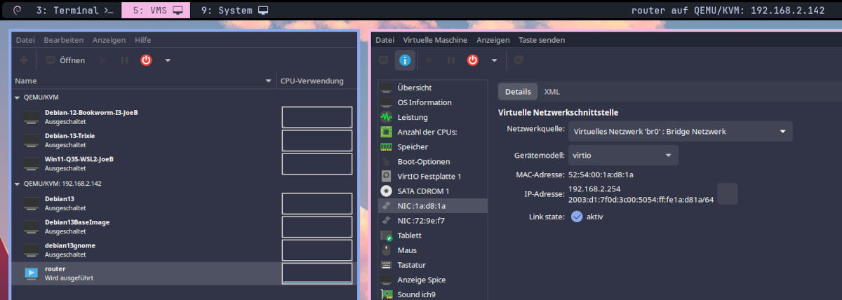 Virtuelles Netzwerk 'br0': Bridge Netzwerk