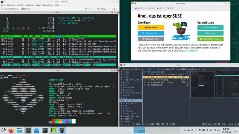 openSUSE 15.4 Fun with consoles