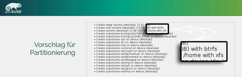 btrfs partitionierung os 132