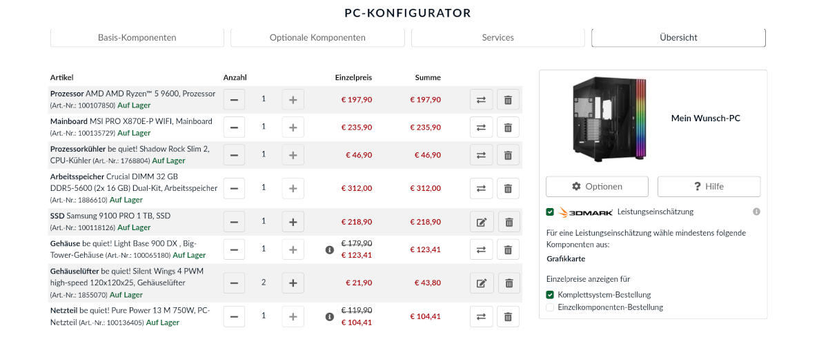 Alternate PC-Konfigurator - Systemzusammenstellung AM5 System - Schwerpunkt Virtualisierung/Kerne