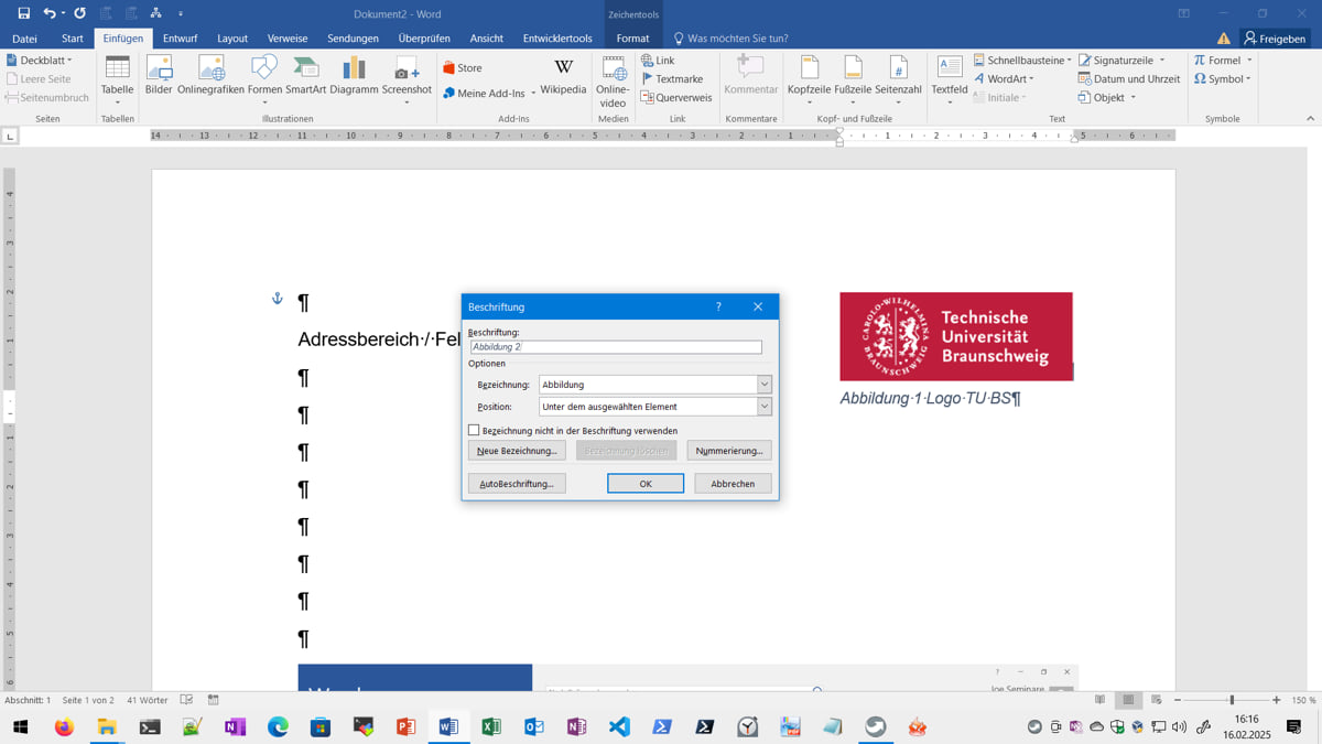 Bildbeschriftungen für Medien in Word