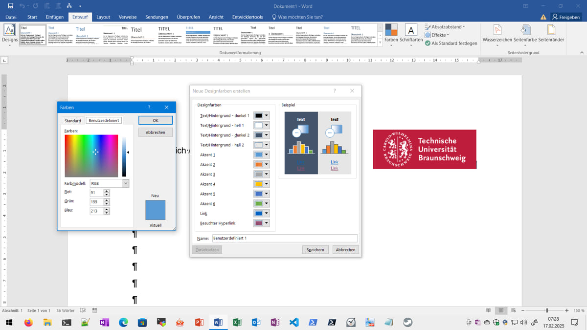 Designfarben im Microsoft Office